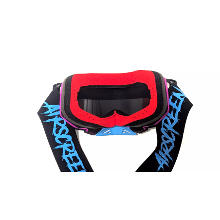 Gogle motocyklowe AirScreen Aero 01 EX czarny magenta błękitny wizjer przeźroczysty