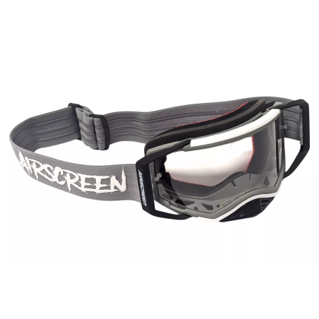 Gogle motocyklowe AirScreen Aero 03 MX szary biały czarny wizjer przeźroczysty