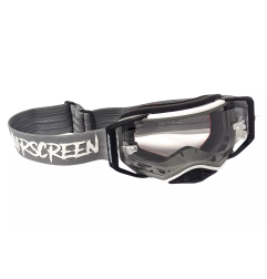 Gogle motocyklowe AirScreen Aero 03 EX szary biały czarny wizjer przeźroczysty