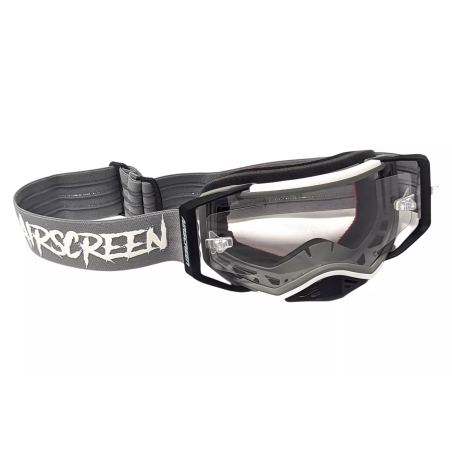 Gogle motocyklowe AirScreen Aero 03 EX szary biały czarny wizjer przeźroczysty