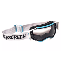 Gogle motocyklowe AirScreen Aero 02 MX biały czarny turkusowy wizjer przeźroczysty