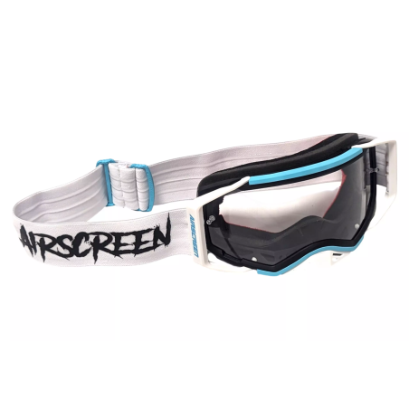 Gogle motocyklowe AirScreen Aero 02 MX biały czarny turkusowy wizjer przeźroczysty
