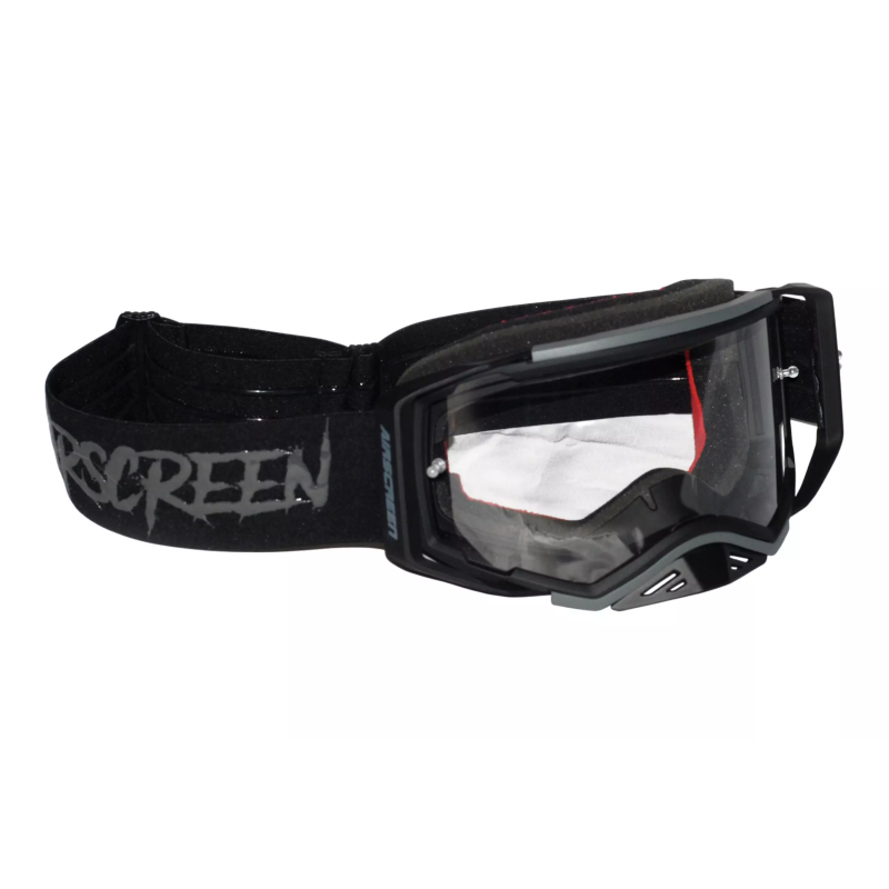 Gogle motocyklowe AirScreen Aero 04 MX czarny ciemny szary wizjer przeźroczysty