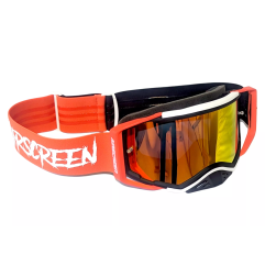 Gogle motocyklowe AirScreen Aero 06 MX czerwony czarny biały wizjer przeźroczysty
