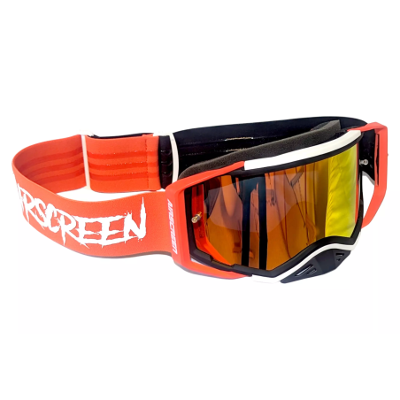 Gogle motocyklowe AirScreen Aero 06 MX czerwony czarny biały wizjer przeźroczysty