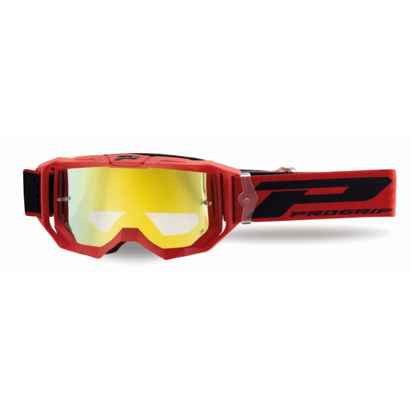 PROGRIP Gogle PG3300-411 FL Vision Go czerwone matowe, szyba żółta lustrzana Anti-Scratch/No Fog/UV