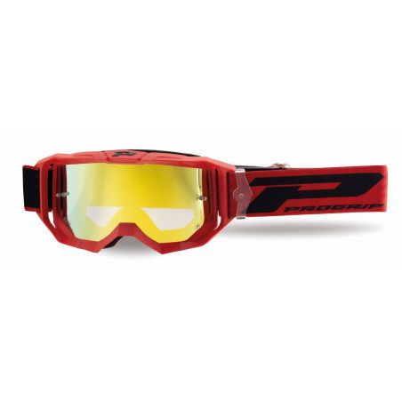 PROGRIP Gogle PG3300-411 FL Vision Go czerwone matowe, szyba żółta lustrzana Anti-Scratch/No Fog/UV