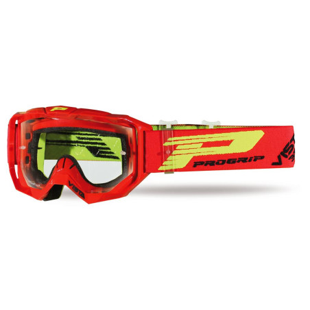 Gogle motocyklowe PROGRIP PG3303-107 TR Vista czerwone, szyba bezbarwna, antyfog, antiscratch, UV