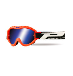 PROGRIP Gogle dziecięce PG3101-153 FL Atzaki pomarańczowe fluo, szyba niebieska lustrzana, No Fog, UV