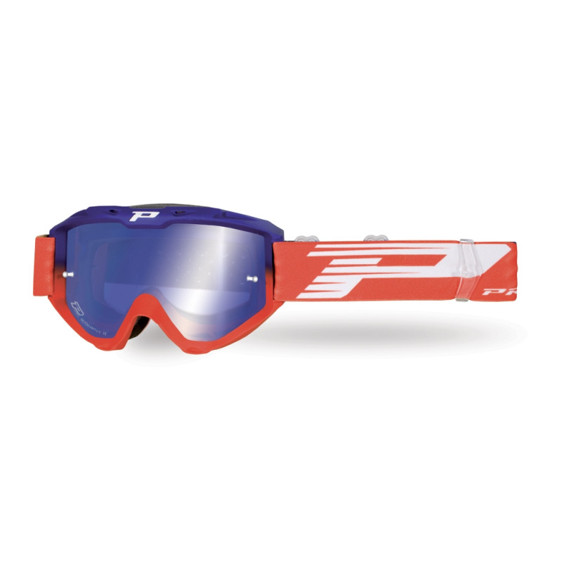Gogle Progrip PG3450-338 FL Riot niebiesko-czerwone, szyba niebieska lustrzana
