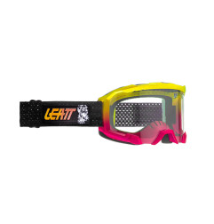LEATT Gogle rowerowe Velocity 4.0 MTB Iriz 80's Skull Blue, żółto-różowo-czarne, szyba niebiesko-różowa