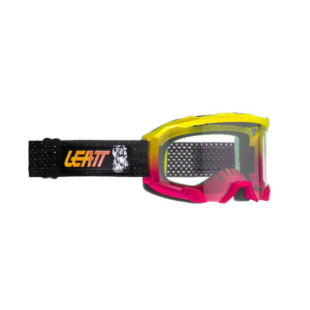 LEATT Gogle rowerowe Velocity 4.0 MTB Iriz 80's Skull Blue, żółto-różowo-czarne, szyba niebiesko-różowa
