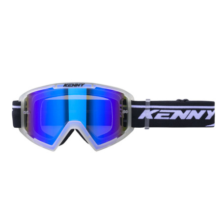 Gogle KENNY Racing Track+ Kid Junior, dziecięce, przezroczyste, niebieska lustrzana szyba