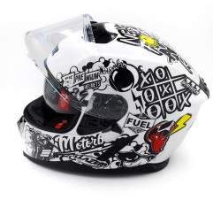 Kask Motocyklowy LAZER RAFALE EVO Stickerbomb (kol. Biały - Czarny - Srebrny - Czerwony)
