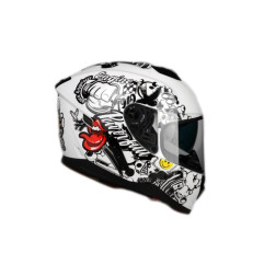 Kask Motocyklowy LAZER RAFALE EVO Stickerbomb (kol. Biały - Czarny - Srebrny - Czerwony)