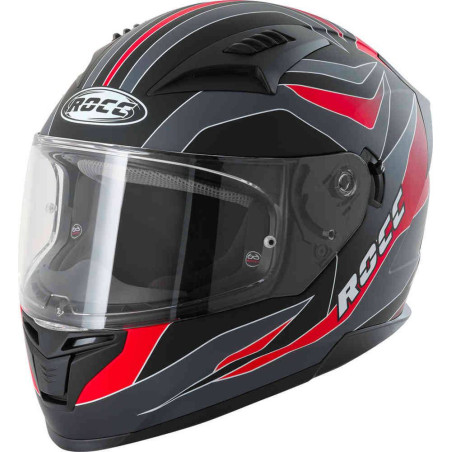 Kask motocyklowy ROCC 333 matowo-szary/czerwony