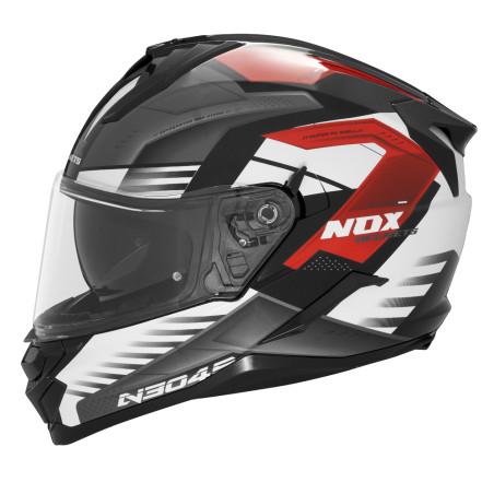 NOX PROMOCJA KASK INTEGRALNY (FULL FACE) Z BLENDĄ N304S CARVER KOLOR CZARNY/BIAŁY/CZERWONY ROZMIAR M