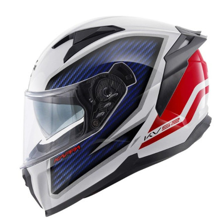 KAPPA KASK KV52 KRONOS INTEGRALNY Z BLENDĄ KOLOR BIAŁY CZERWONY NIEBIESKI CARBON LOOK ROZMIAR 58 / M (HOMOLOGACJA ECE 22R06)