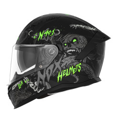 NOX PROMOCJA KASK INTEGRALNY (FULL FACE) Z BLENDĄ N401 ZUMBI KOLOR CZARNY/ZIELONY FLUO MAT ROZMIAR L