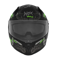 NOX PROMOCJA KASK INTEGRALNY (FULL FACE) Z BLENDĄ N401 ZUMBI KOLOR CZARNY/ZIELONY FLUO MAT ROZMIAR L