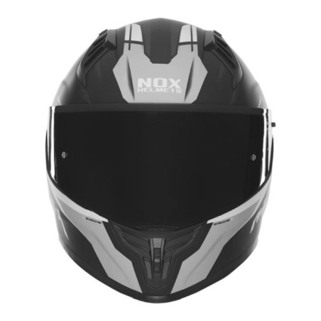 NOX PROMOCJA KASK INTEGRALNY (FULL FACE) Z BLENDĄ N401 CROWER KOLOR CZARNY/SREBRNY MAT ROZMIAR XXL