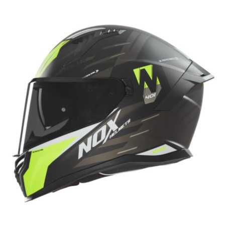 NOX PROMOCJA KASK INTEGRALNY (FULL FACE) Z BLENDĄ N401 CROWER KOLOR CZARNY/ŻÓŁTY FLUO MAT ROZMIAR XL