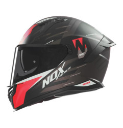 NOX PROMOCJA KASK INTEGRALNY (FULL FACE) Z BLENDĄ N401 CROWER KOLOR CZARNY/CZERWONY MAT ROZMIAR XXL