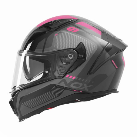 NOX KASK INTEGRALNY (FULL FACE) Z BLENDĄ N402 MENTOR KOLOR CZARNY/RÓŻOWY ROZMIAR M