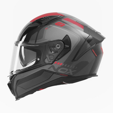 NOX KASK INTEGRALNY (FULL FACE) Z BLENDĄ N402 MENTOR KOLOR CZARNY/CZERWONY ROZMIAR L