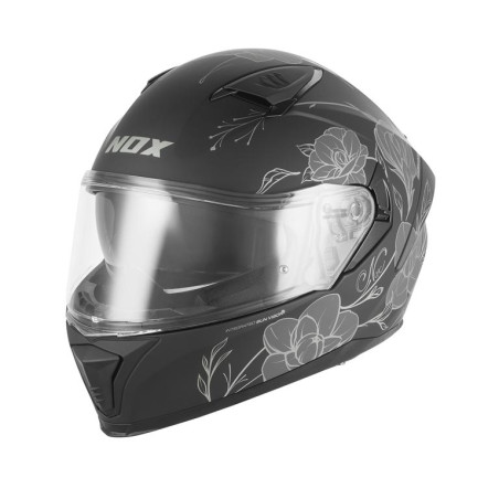 NOX KASK INTEGRALNY (FULL FACE) Z BLENDĄ N402 SPRING KOLOR CZARNY MAT/SREBRNY ROZMIAR XS