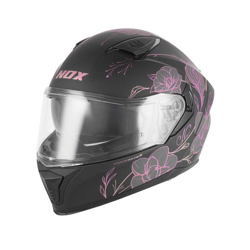 NOX KASK INTEGRALNY (FULL FACE) Z BLENDĄ N402 SPRING KOLOR CZARNY MAT/RÓŻOWY ROZMIAR M NOX KASK INTEGRALNY (FULL FACE) Z BLENDĄ N402 SPRING KOLOR CZARNY MAT/RÓŻOWY ROZMIAR M