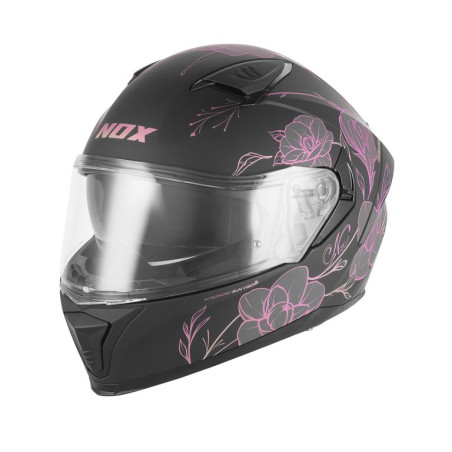 NOX KASK INTEGRALNY (FULL FACE) Z BLENDĄ N402 SPRING KOLOR CZARNY MAT/RÓŻOWY ROZMIAR M