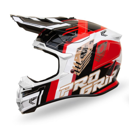 PROGRIP KASK CROSS PG3080 SPIRITS KOLOR CZERWONY BIAŁY CZARNY ROZM. S (3080-149) ( HOMOLOGACJA ECE 22R06, ZAPIĘCIE DD )