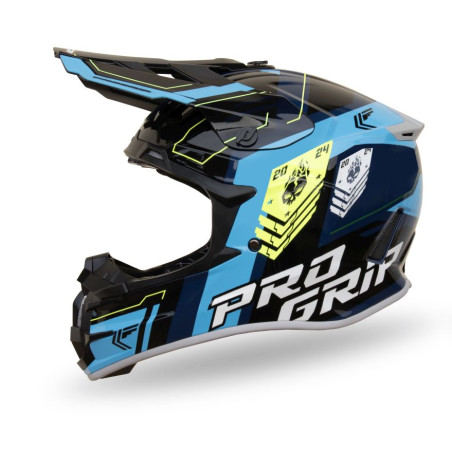 PROGRIP KASK CROSS PG3080 SPIRITS KOLOR CZARNY NIEBIESKI ROZM. S (3080-150) ( HOMOLOGACJA ECE 22R06, ZAPIĘCIE DD )