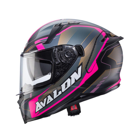 CABERG PROMOCJA KASK INTEGRALNY AVALON X OPTIC KOLOR CZARNY MAT/SZARY/FUKSJA (INTENSYWNY ODCIEŃ RÓŻOWEGO) ROZMIAR XS