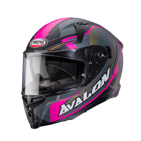 CABERG PROMOCJA KASK INTEGRALNY AVALON X OPTIC KOLOR CZARNY MAT/SZARY/FUKSJA (INTENSYWNY ODCIEŃ RÓŻOWEGO) ROZMIAR S