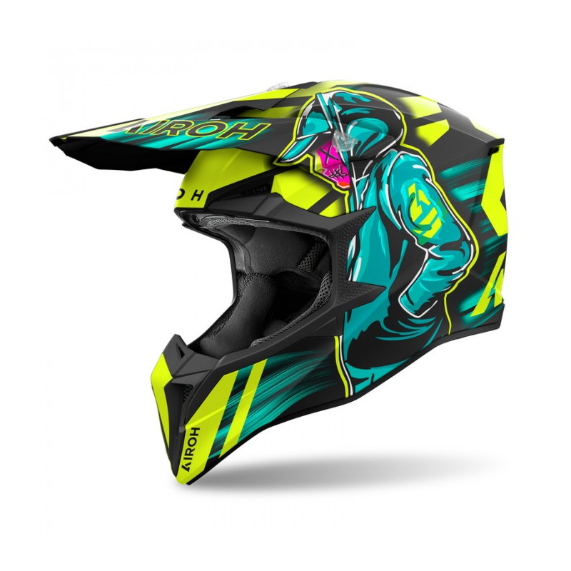 AIROH KASK CROSS / ENDURO / ATV / QUAD WRAAAP CYBER KOLOR POMARAŃCZOWY/NIEBIESKI/CZARNY ROZMIAR L