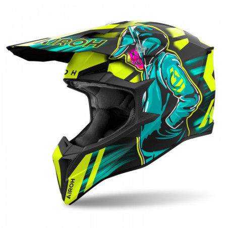 AIROH KASK CROSS / ENDURO / ATV / QUAD WRAAAP CYBER KOLOR POMARAŃCZOWY/NIEBIESKI/CZARNY ROZMIAR L
