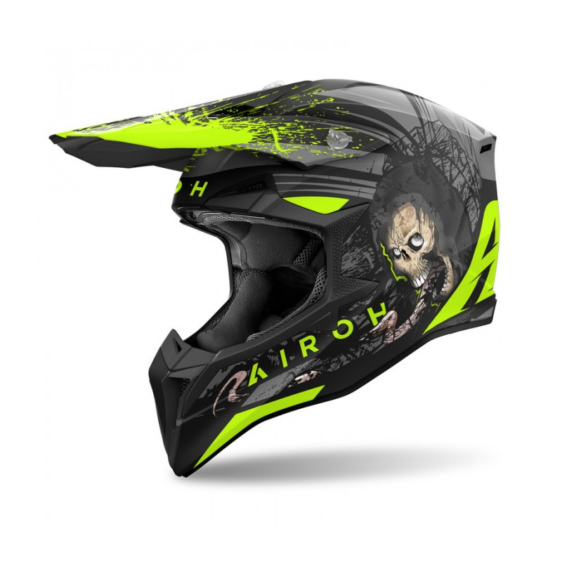 AIROH KASK CROSS / ENDURO / ATV / QUAD WRAAAP DARKNESS KOLOR ZIELONY FLUO/CZARNY/SZARY ROZMIAR M