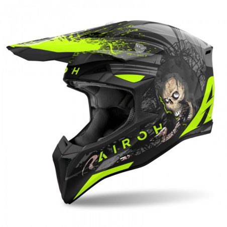 AIROH KASK CROSS / ENDURO / ATV / QUAD WRAAAP DARKNESS KOLOR ZIELONY FLUO/CZARNY/SZARY ROZMIAR L