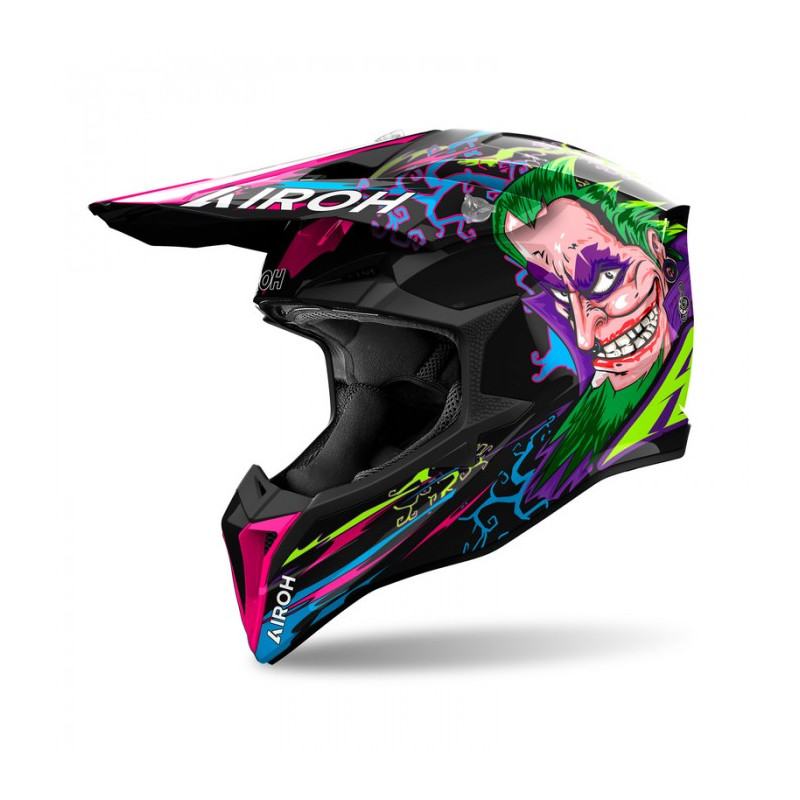 AIROH KASK CROSS / ENDURO / ATV / QUAD WRAAAP MUSIC KOLOR CZARNY/ZIELONY/FIOLETOWY ROZMIAR S