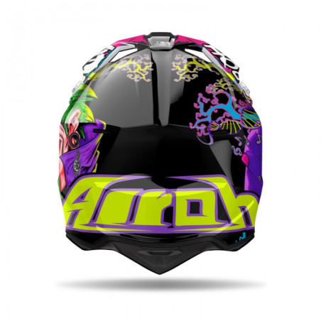 AIROH KASK CROSS / ENDURO / ATV / QUAD WRAAAP MUSIC KOLOR CZARNY/ZIELONY/FIOLETOWY ROZMIAR M