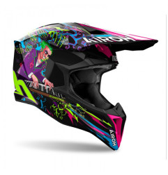 AIROH KASK CROSS / ENDURO / ATV / QUAD WRAAAP MUSIC KOLOR CZARNY/ZIELONY/FIOLETOWY ROZMIAR M
