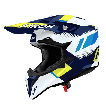 AIROH KASK CROSS / ENDURO / ATV / QUAD WRAAAP VISION KOLOR ŻÓŁTY FLUO/NIEBIESKI/BIAŁY ROZMIAR L