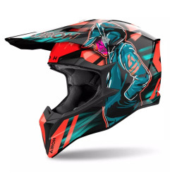 AIROH KASK CROSS / ENDURO / ATV / QUAD WRAAAP CYBER KOLOR POMARAŃCZOWY/NIEBIESKI/CZARNY ROZMIAR S