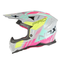 NOX KASK OFF ROAD / CROSS N634 STORM KOLOR SZARY/RÓŻOWY/ZÓŁTY FLUO ROZMIAR M