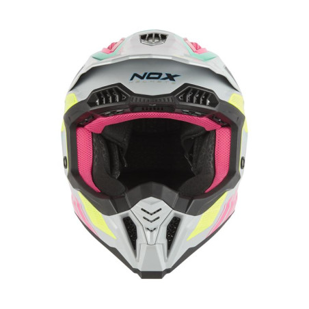 NOX KASK OFF ROAD / CROSS N634 STORM KOLOR SZARY/RÓŻOWY/ZÓŁTY FLUO ROZMIAR M