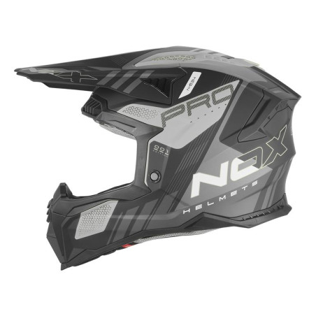 NOX PROMOCJA KASK OFF ROAD / CROSS N634 STORM KOLOR SREBRNY MAT/CZARNY ROZMIAR L