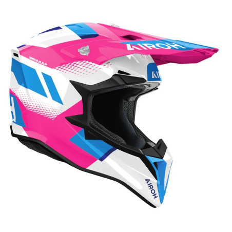 AIROH KASK CROSS / ENDURO / ATV / QUAD WRAAAP VISION KOLOR BIAŁY/NIEBIESKI/RÓŻOWY ROZMIAR S