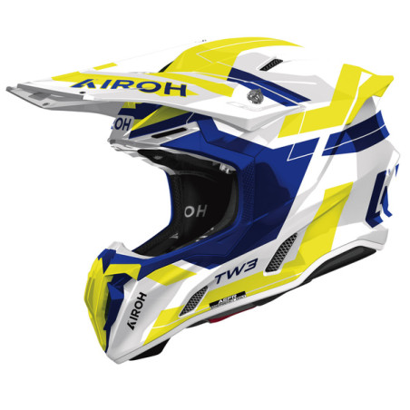 AIROH KASK CROSS / ENDURO / ATV / QUAD TWIST 3 DYNASTY BLUE YELLOW GLOSS KOLOR ŻÓŁTY/NIEBIESKI/BIAŁY ROZMIAR S